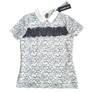 Nwt Karl Lagerfeld lace top white black org $89 XS